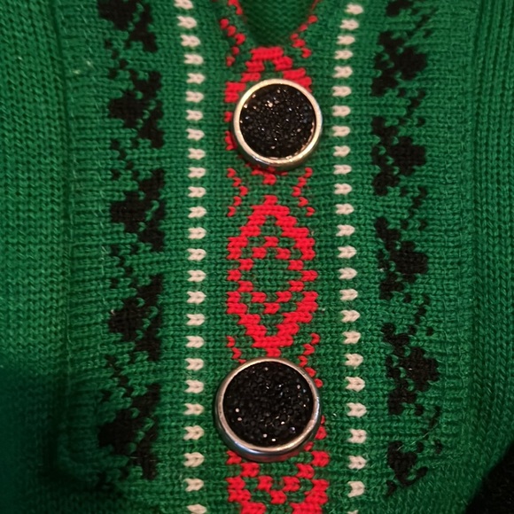 Vintage knitted long sleeve dress green and multicoloured - Picture 5 of 5